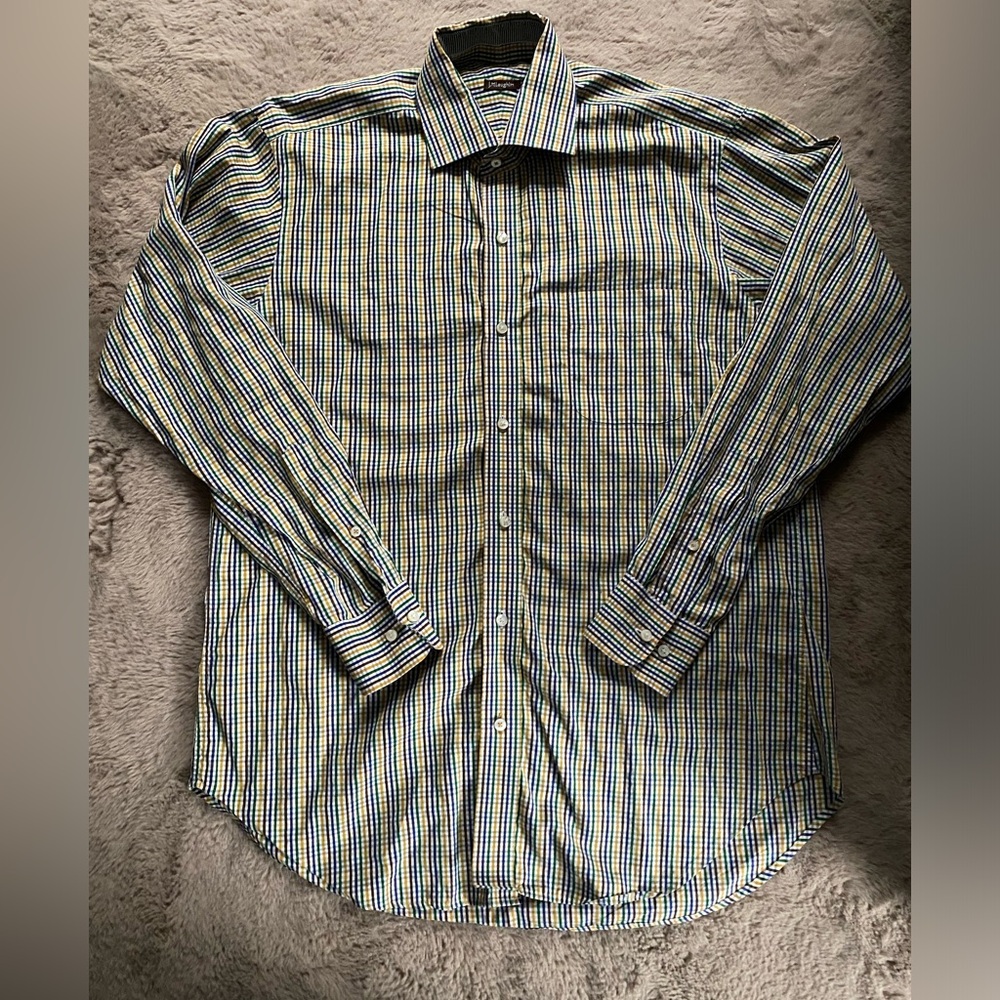 J. Mclaughlin Mens Shirt Long Sleeve Button-Down Multicolor Plaid Cotton Sz M